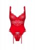 Seksowna czerwona bielizna Amor Cherris gorset i stringi  S/M